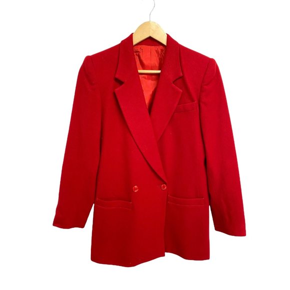 Andre' Barreau women's blazer Button Front Collared Red 100% Pure Wool Size 4 - Picture 2 of 14